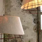 Lampe à Suspension en Fibre de Verre Blanche et Métal Design Élégant - Solaire Viadurini