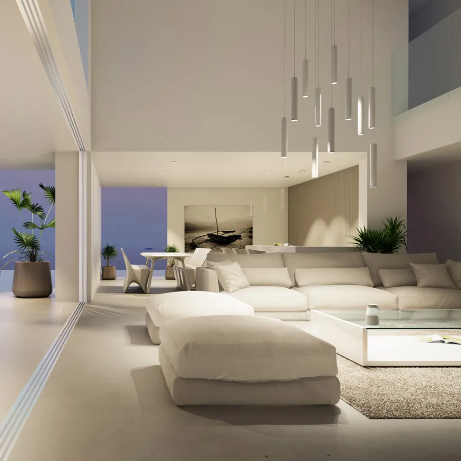 Lampe à Suspension Led Décorative en Aluminium Blanc ou Noir - Rebolla Viadurini