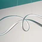 Lampe à Suspension Led en Métal Argenté, 2 Tailles Design Moderne - Lumino Viadurini