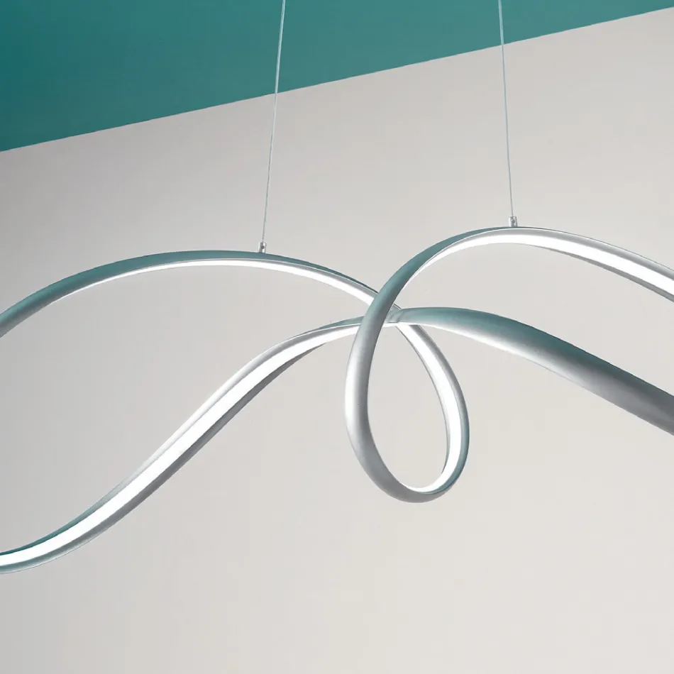 Lampe à Suspension Led en Métal Argenté, 2 Tailles Design Moderne - Lumino Viadurini