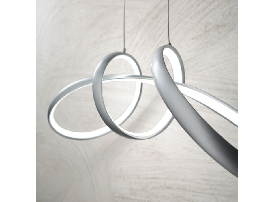 Lampe à Suspension Led en Métal Argenté, 2 Tailles Design Moderne - Lumino Viadurini