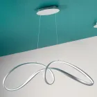 Lampe à Suspension Led en Métal Argenté, 2 Tailles Design Moderne - Lumino Viadurini