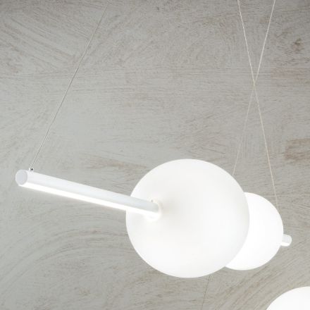 Lampe à Suspension LED en Métal Blanc, Noir ou Or et Verre - Snidget Viadurini