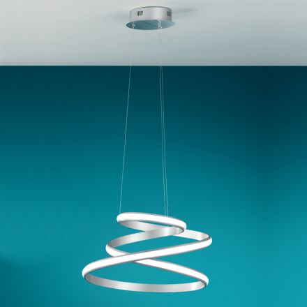 Lampe à Suspension LED en Métal Peint Blanc ou Argent - Rivolta Viadurini