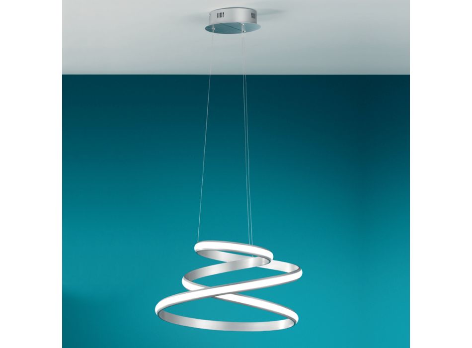 Lampe à Suspension LED en Métal Peint Blanc ou Argent - Rivolta Viadurini