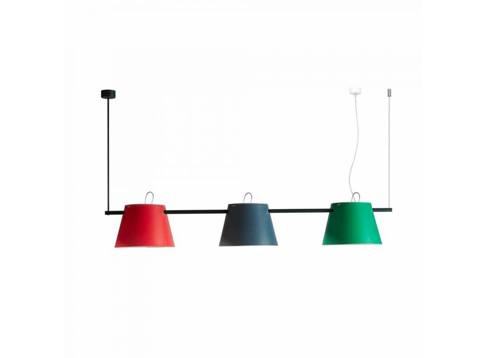 Lampe suspension contemporaine avec 3 lumières en acier, L.150xP.32cm, Gemma Viadurini