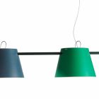 Lampe suspension contemporaine avec 3 lumières en acier, L.150xP.32cm, Gemma Viadurini
