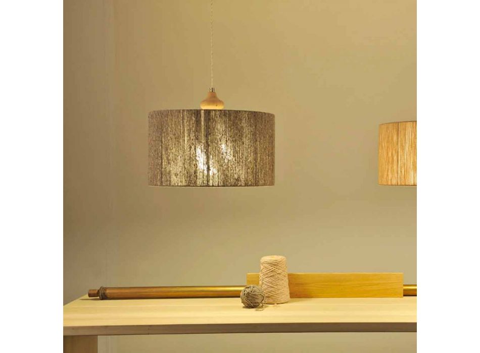Lampe à suspension moderne avec élément en bois Viadurini
