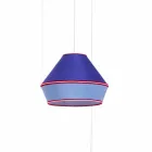 Lampe à suspension moderne avec abat-jour en coton bleu Made in Italy - Soya Viadurini