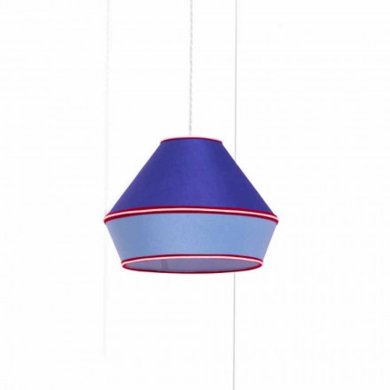 Lampe à suspension moderne avec abat-jour en coton bleu Made in Italy - Soya Viadurini