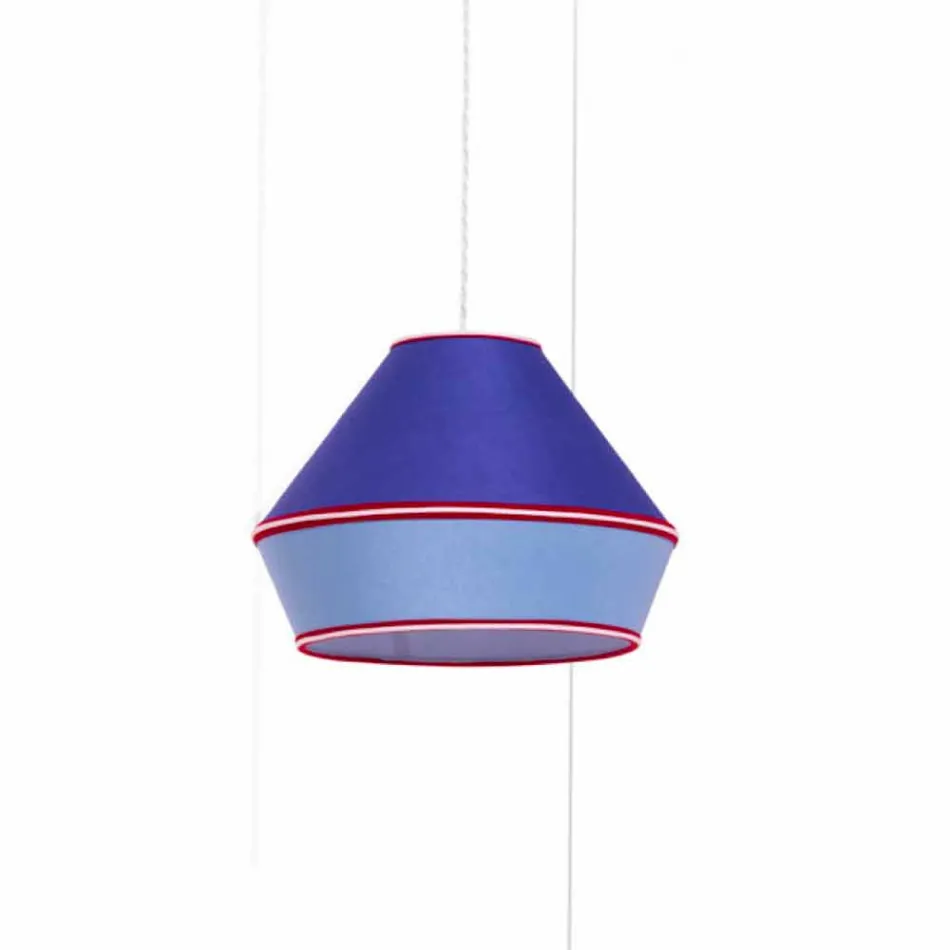 Lampe à suspension moderne avec abat-jour en coton bleu Made in Italy - Soya Viadurini