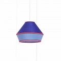 Lampe à suspension moderne avec abat-jour en coton bleu Made in Italy - Soya