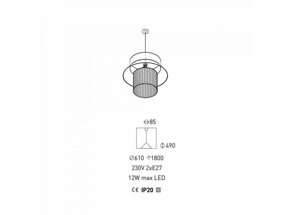 Lampe à Suspension Moderne en Tissu et Rotin Made in Italy - Sailor Viadurini