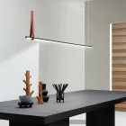 Lampe à Suspension Horizontale en Métal et Détail en Simili Cuir - Cyprès Viadurini