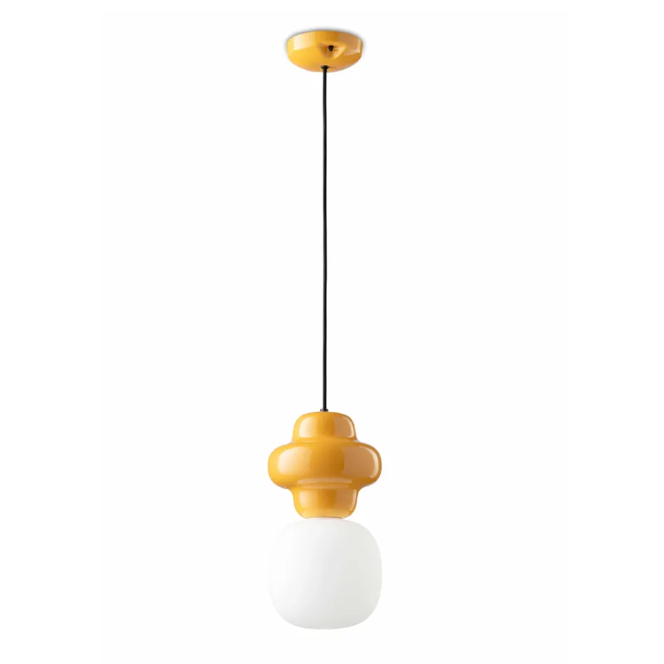 Lampe à suspension en céramique et verre fabriquée en Italie - Capocabana Viadurini