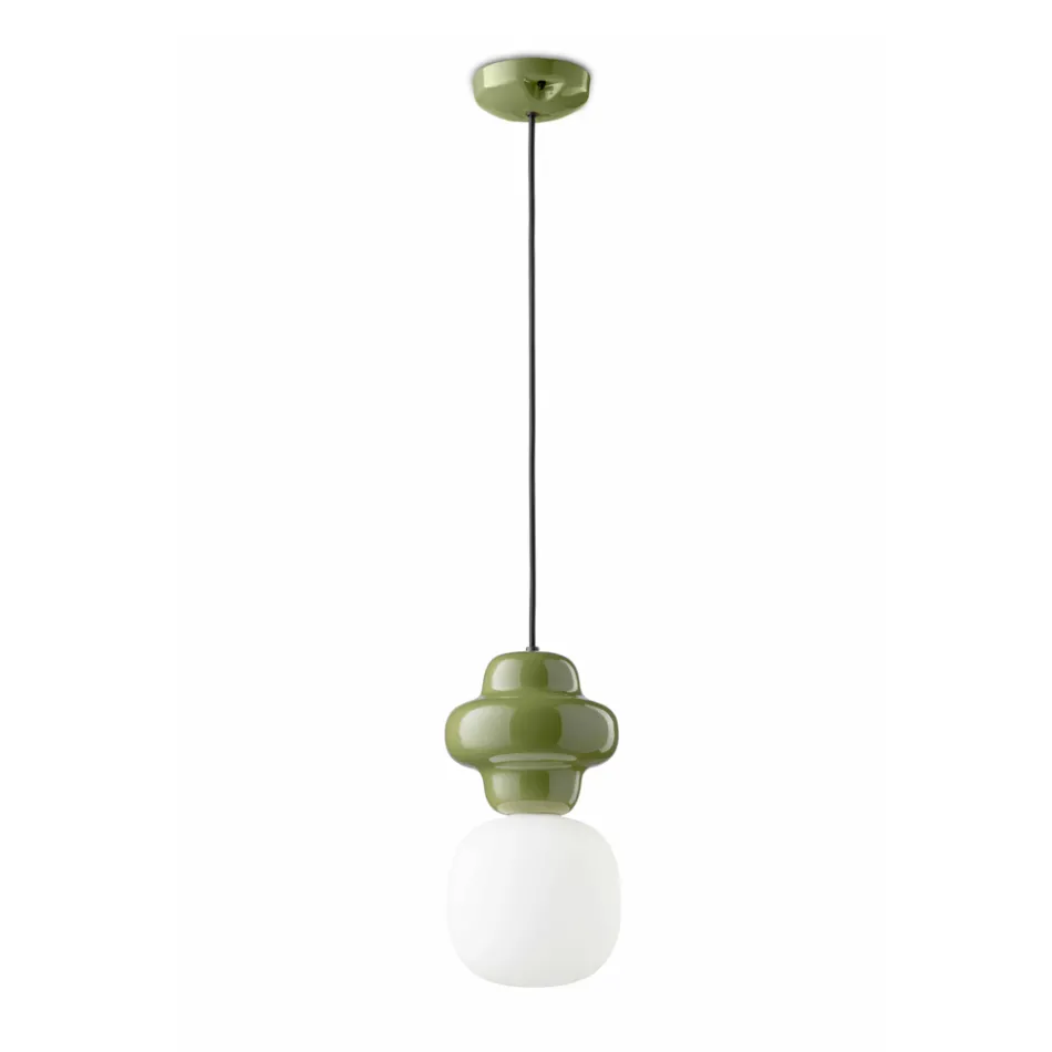 Lampe à suspension en céramique et verre fabriquée en Italie - Capocabana Viadurini