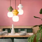 Lampe à suspension en céramique et verre fabriquée en Italie - Capocabana Viadurini