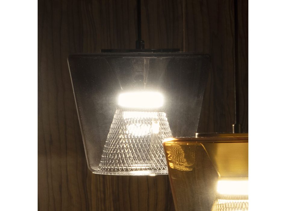 Lampe à suspension en métal et verre Made in Italy - Think Viadurini