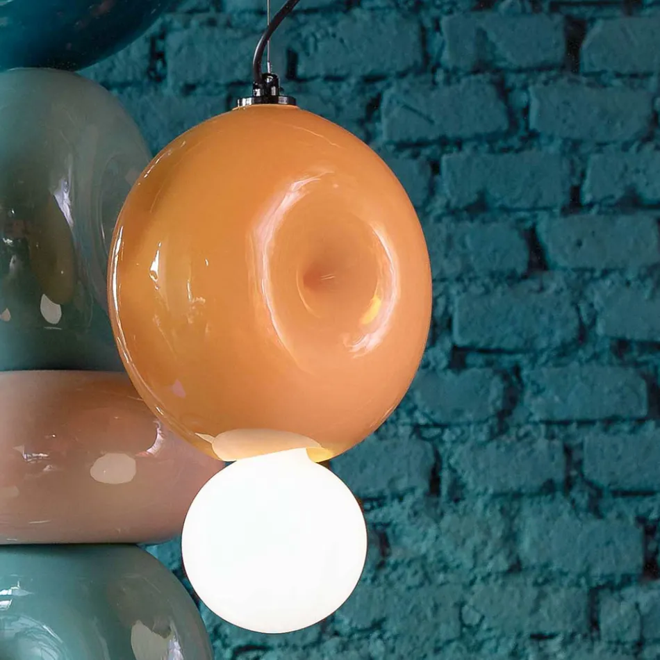 Lampe à suspension ronde en céramique fabriquée en Italie - Bumbum Viadurini