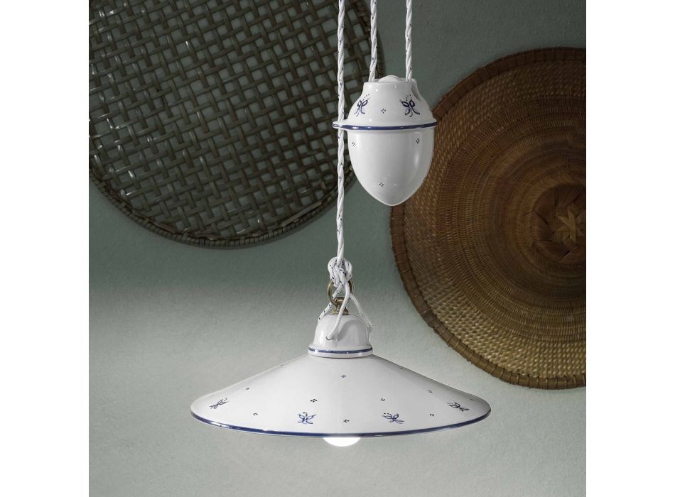Lampe à Suspension Ups and Down en Céramique Décorée 2 Tailles - Asti Viadurini