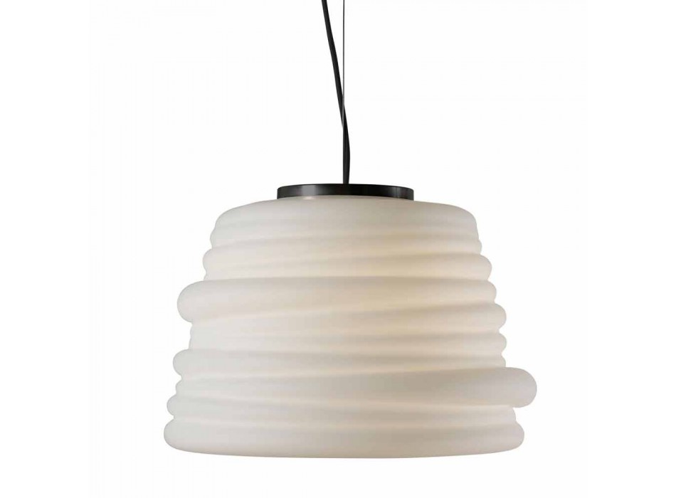 Lampe à Suspension de Salon en Verre Satiné Blanc 3 Dimensions - Doux Viadurini