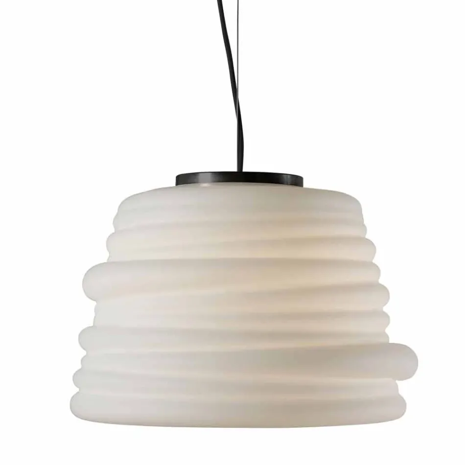 Lampe à Suspension de Salon en Verre Satiné Blanc 3 Dimensions - Doux Viadurini