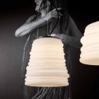Lampe à Suspension de Salon en Verre Satiné Blanc 3 Dimensions - Doux Viadurini