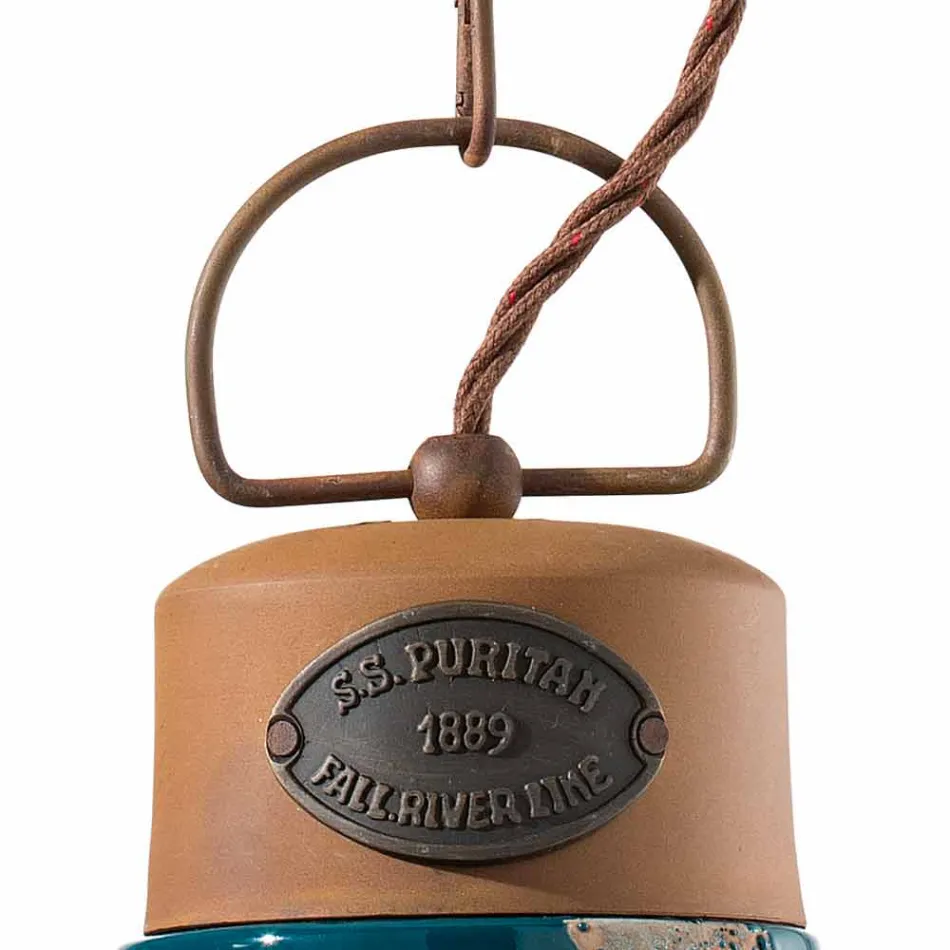 Suspension style industriel en céramique et fer Stephanie Viadurini