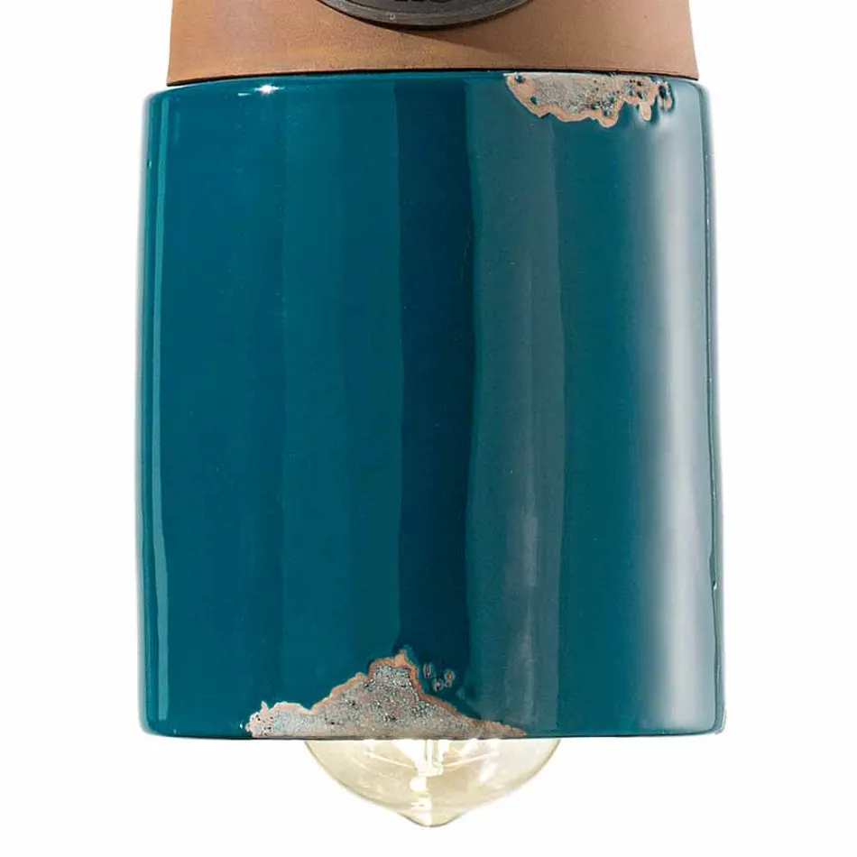 Suspension style industriel en céramique et fer Stephanie Viadurini