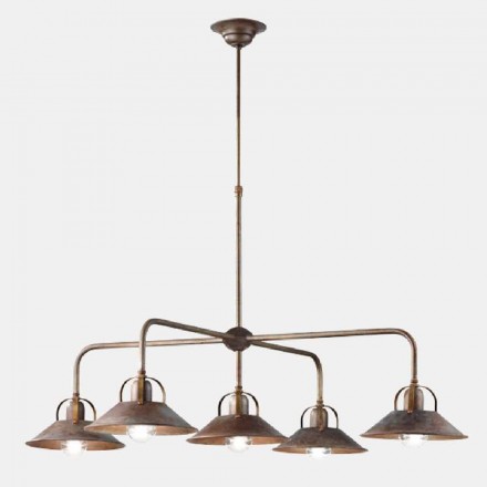 Lampe à Suspension Design Vintage avec 5 Lumières en Laiton - Cascina par Il Fanale Viadurini