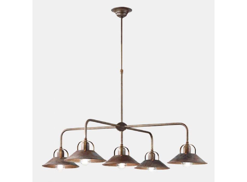 Lampe à Suspension Design Vintage avec 5 Lumières en Laiton - Cascina par Il Fanale Viadurini