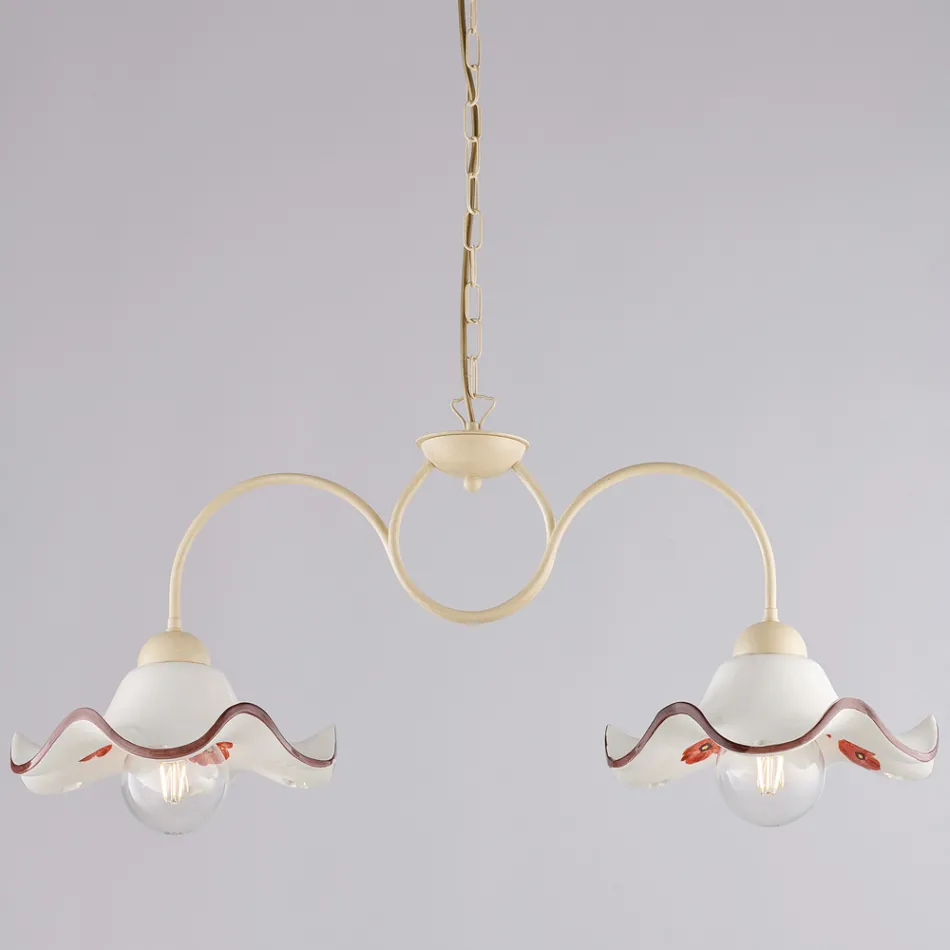 Lampe artisanale en verre et métal fabriquée en Italie pour le salon et la chambre - Merope Viadurini