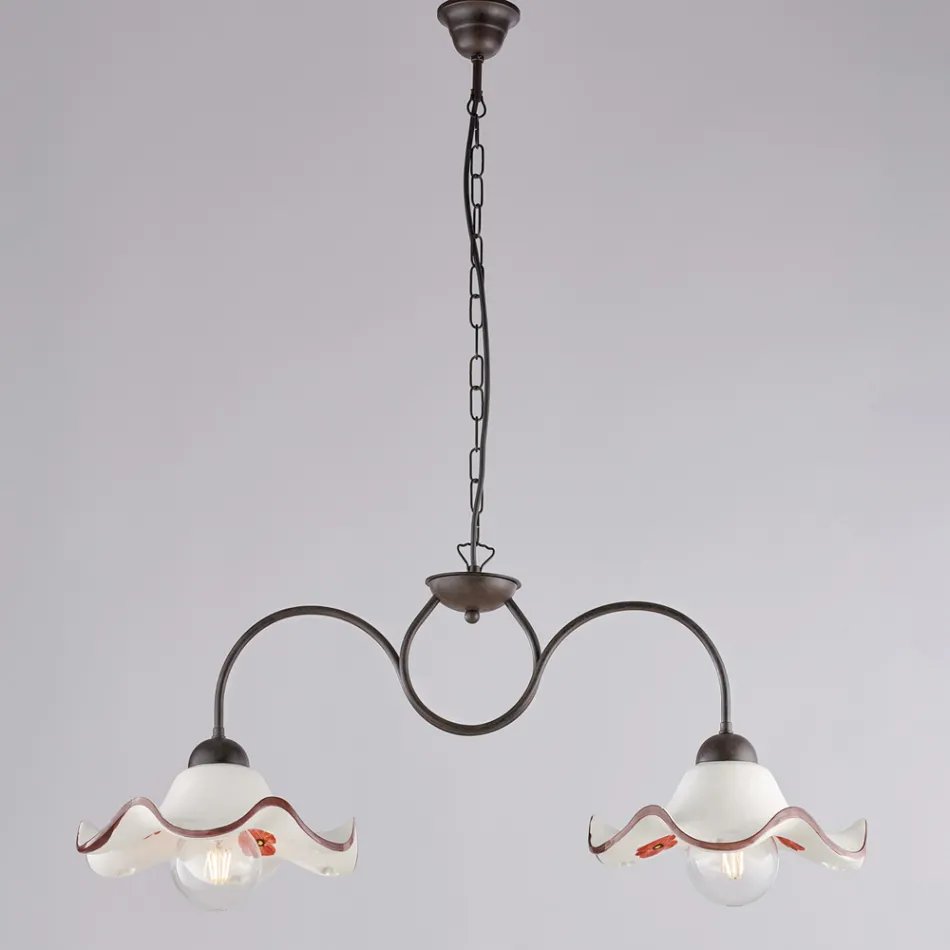 Lampe artisanale en verre et métal fabriquée en Italie pour le salon et la chambre - Merope Viadurini