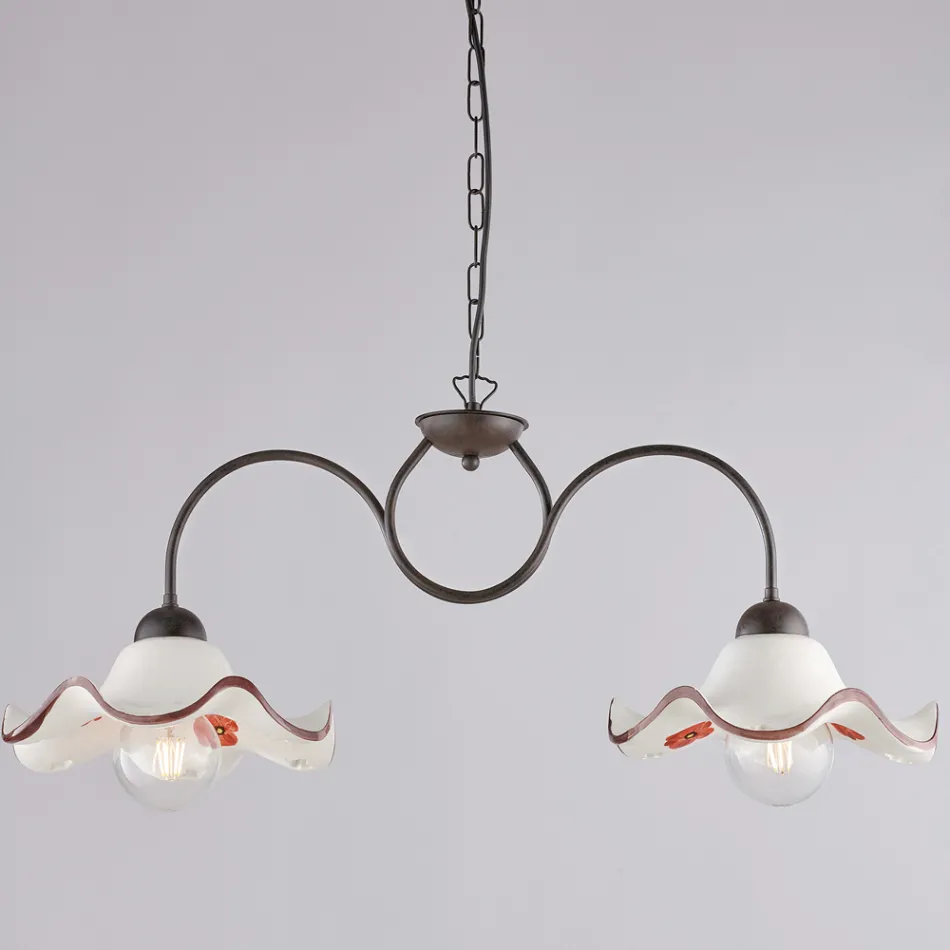 Lampe artisanale en verre et métal fabriquée en Italie pour le salon et la chambre - Merope Viadurini