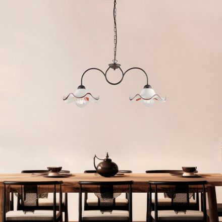 Lampe artisanale en verre et métal fabriquée en Italie pour le salon et la chambre - Merope Viadurini