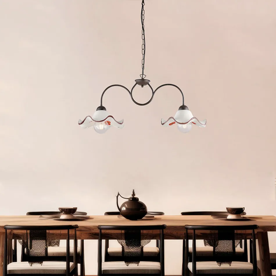 Lampe artisanale en verre et métal fabriquée en Italie pour le salon et la chambre - Merope Viadurini