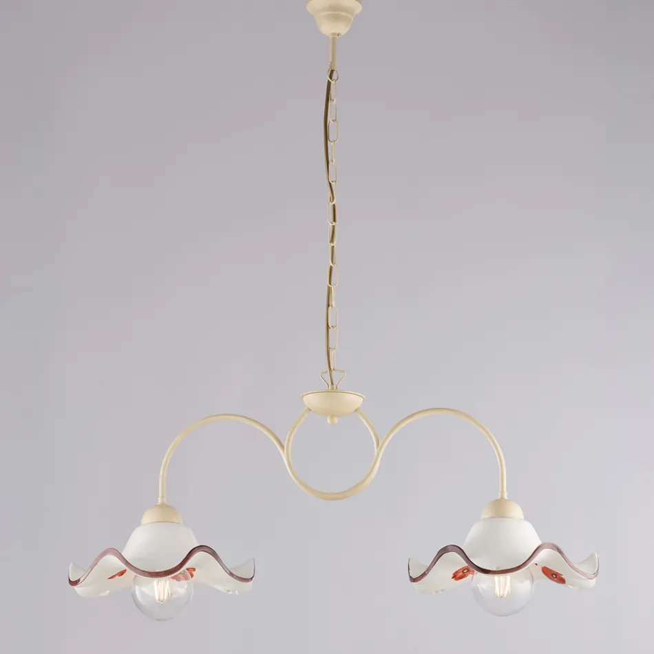 Lampe artisanale en verre et métal fabriquée en Italie pour le salon et la chambre - Merope Viadurini