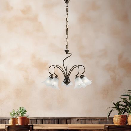 Lampe en verre et métal fabriquée à la main pour espaces raffinés – Cometa Viadurini