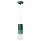 Lampe à suspension cylindrique en céramique colorée Made in Italy - Ferroluce Pi Viadurini