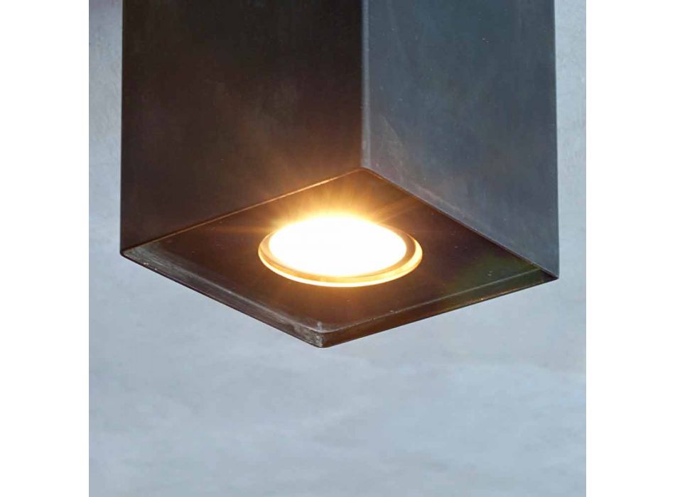 Lampe cubique en fer noir avec soudures givrées fabriquée en Italie - Cubino Viadurini