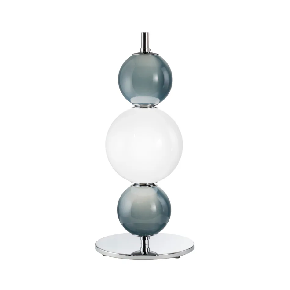 Lampe de table à trois lumières en verre et métal, fabriquée en Italie - Lumira Viadurini