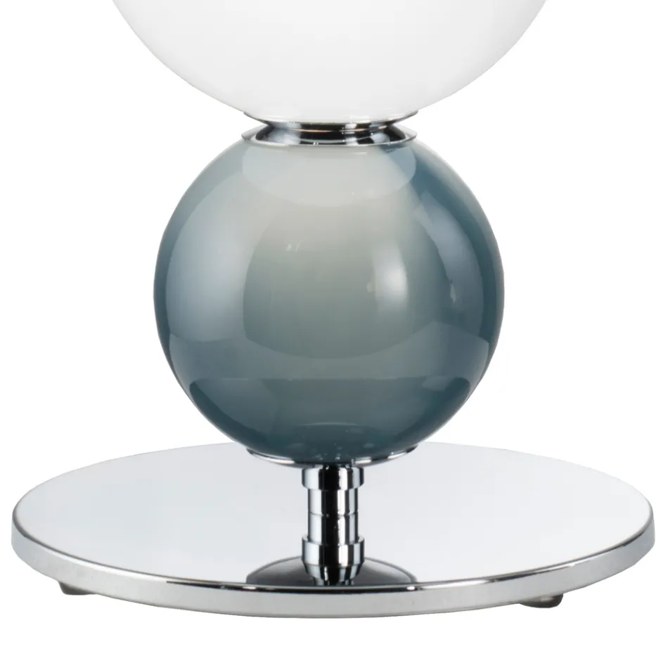 Lampe de table à trois lumières en verre et métal, fabriquée en Italie - Lumira Viadurini