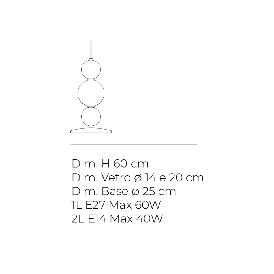 Lampe de table à trois lumières en verre et métal, fabriquée en Italie - Lumira Viadurini