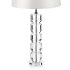 Lampe de support de base en cristal et abat-jour en tissu cylindrique - Crocca Viadurini