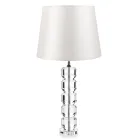 Lampe de support de base en cristal et abat-jour en tissu cylindrique - Crocca Viadurini