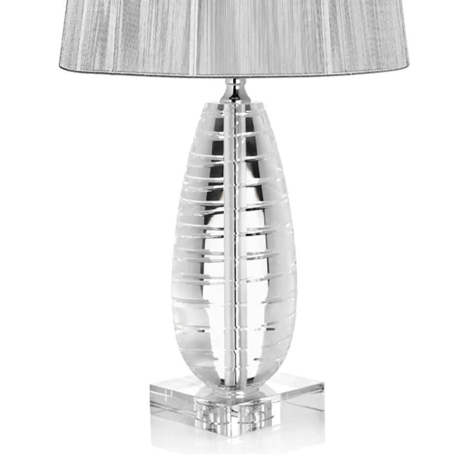 Lampe de table en cristal classique et abat-jour carré de luxe - Squilla Viadurini