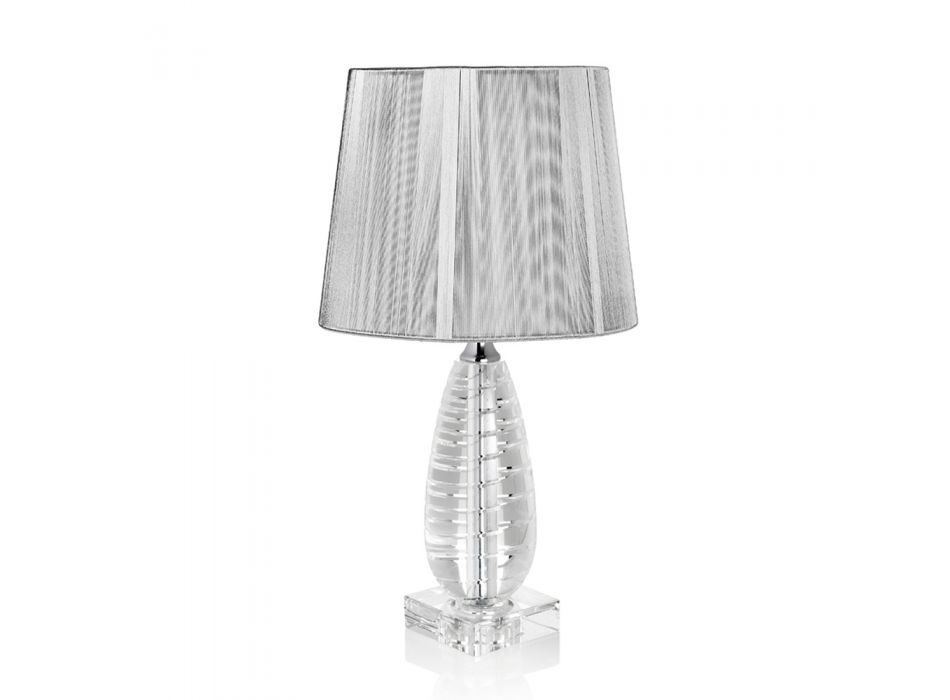 Lampe de table en cristal classique et abat-jour carré de luxe - Squilla Viadurini