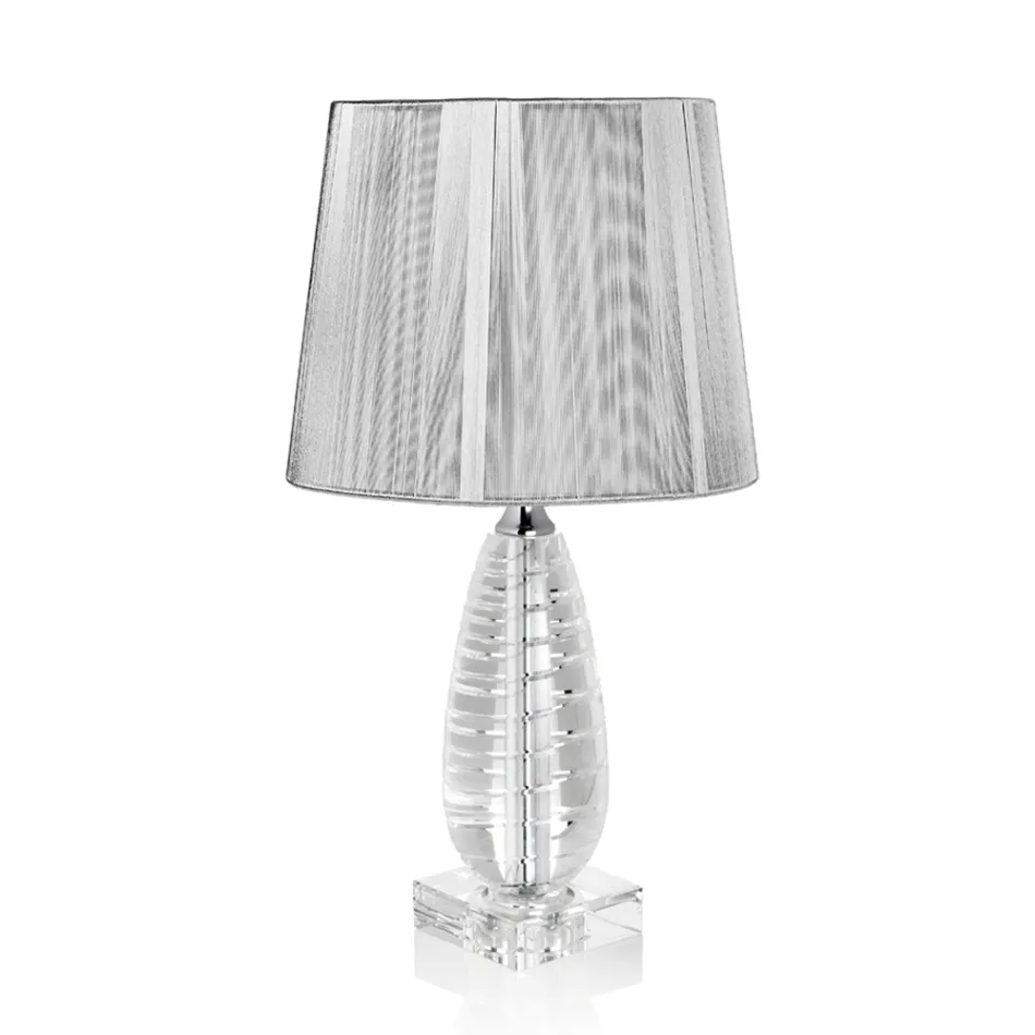 Lampe de table en cristal classique et abat-jour carré de luxe - Squilla Viadurini