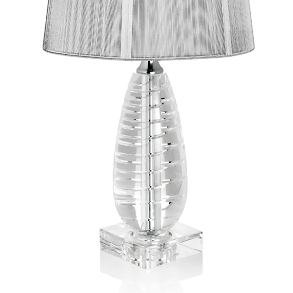 Lampe de table en cristal classique et abat-jour carré de luxe - Squilla Viadurini