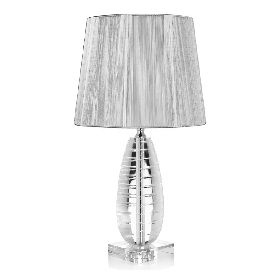 Lampe de table en cristal classique et abat-jour carré de luxe - Squilla Viadurini
